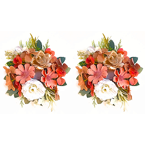 Guirlandas Bobeches Para Castiçais Ø18cm com Folhagens e Flores Cosmos Bouganvilles Hortênsias Rosas