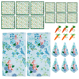 Aparelho de Jantar / Mesa Posta 26 Peças Páscoa Melamina Tecido