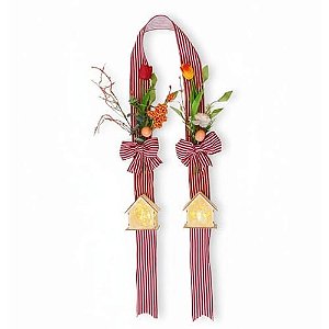 Enfeite de Porta Escapulário Dupla Face Guirlanda Casinha com Luz Páscoa