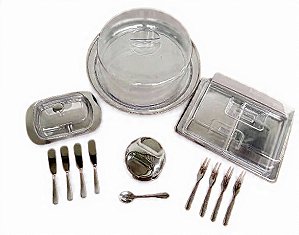 Kit Café da Manhã 14 Peças Aço Inox / Acrílico - Wincy