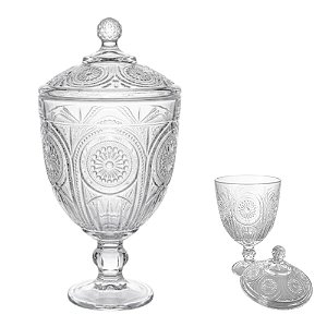 Bamboniere Baleiro com Pé e Tampa Candy Vidro 29,5x14,5cm