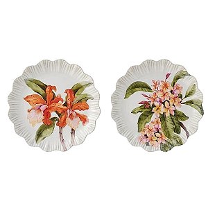Jogo com 2 Pratos Para Sobremesas 28cm Melamina Estampa Flores