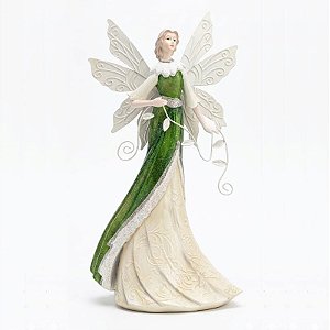 Anjo Decorativo com Folhas 39cm Madreperola Metal