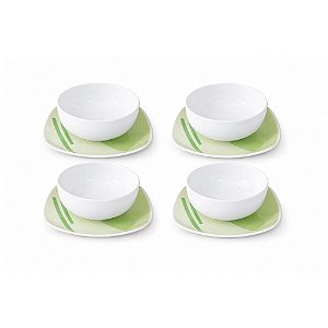 Jogo 8 Peças Pratos e Bowls de Porcelana 350ml Para Caldos e Entradas