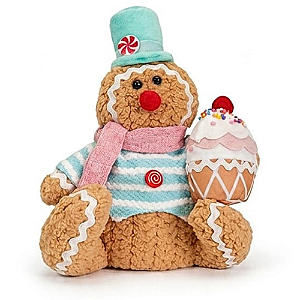 Boneco Natalino Gingerbread Candy Sentado Com Cupcake 25cm