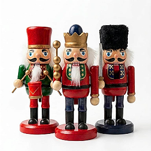 Boneco Soldado Quebra Nozes de Madeira Natalino 15cm