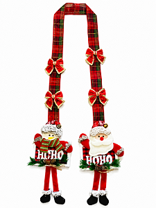Escapulário de Porta Natalino Dupla Face Papai Noel e Boneco de Neve 2,10m
