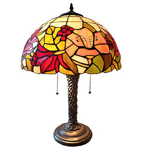 Abajur Tiffany em Pasta de Vidro e Pé de Bronze 60cm Importado