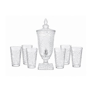 Conjunto de Suqueira 2L Com Copos Daisy 7 Peças Cristal Wolff