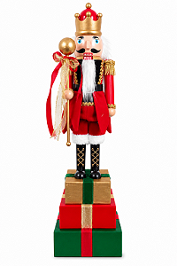 Boneco Natalino Soldado Quebra Nozes Decorado Caixas de Presente 52cm