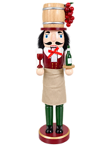 Boneco Quebra Nozes Garçom Enfeite Natalino de Madeira 38cm