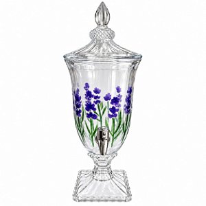 Suqueira 2L Com Pé e Tampa Lavanda Hand Painting Cristal