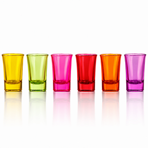 Jogo Com 6 Copos Coloridos Para Shot 45ml Vidro Wincy