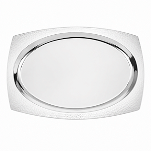 Travessa de Aço Inox Liso e Martelado 32,5x25x2cm