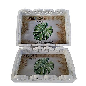 Kit com 2 Bandejas Madeira Corte Laser