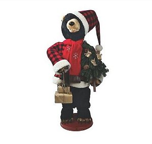 Urso Natalino Retrátil Enfeite Decorativo de Natal 91cm.