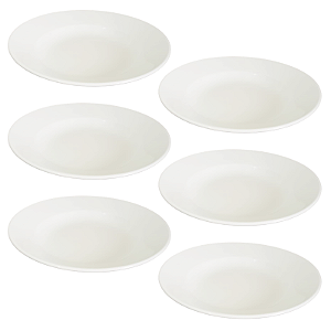 Jogo Com 6 Pratos Fundos 26cm Porcelana Branca Para Servir Massas e Risotos