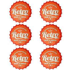 Jogo Americano 6 Peças Tampa de Garrafa Retro Bar & Grill 38cm - Saldão
