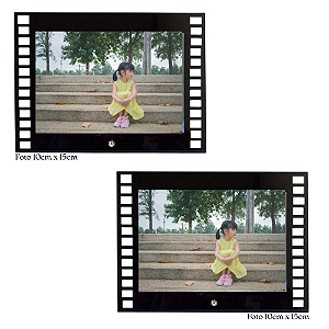 Jogo Com 2 Porta Retratos Foto 10x15cm Horizontal Vidro Modelo Filme
