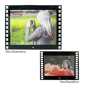 Jogo Com 2 Porta Retratos Horizentais Filme Fotos 10x15cm e 20x25cm Vidro