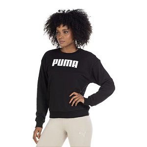 Blusão Puma Feminino Essentials Crew Sweat Preto