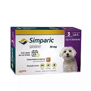 Antipulgas Simparic 10mg para cães 2,6 a 5kg - Zoetis