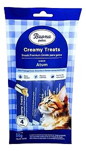 Alimento Snack P/ Gatos Atum C/ 4 Saches 56g Buona