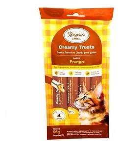 Alimento Snack P/ Gatos Sabor Frango C/ 4 Saches 56g Buona