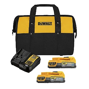Kit Dewalt- DCBP034E2 - 2 Baterias PowerStack 20V Max 1,7Ah + Carregador DCB107 Bivolt e Bolsa para Transporte