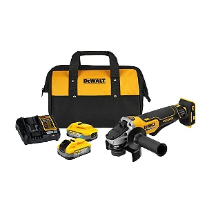Esmerilhadeira Angular Dewalt 4-1/2 - 5 Pol. 20v MAX Brushless com 2 Baterias 5Ah Carregador Bivolt e Bolsa - DCG413H2-BR