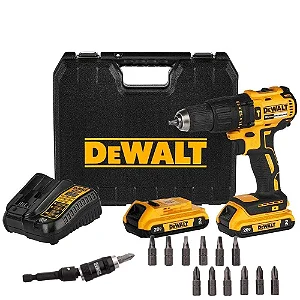Parafusadeira Furadeira de Impacto Brushless 1/2 Pol. com 2 Baterias 20V Li-Ion Carregador Bivolt e Maleta + Adaptador Angular 14 Peças DWPVTC14 - Dewalt K7849