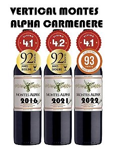 Caixa Vertical Montes Alpha Carmenere 2016, 2021 e 2022