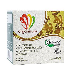 Chá Verde, Hortelã e Mate Tostado 10 Sachês X 10g Organicum
