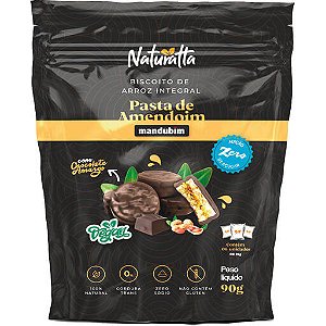 Biscoito de Arroz Integral Pasta de Amendoim com Choco Amargo Zero 90g Naturatta