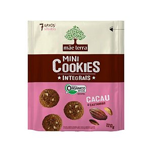 Mini Cookies Orgânico Integral 120g Cacau/Castanha 7 Grãos Mãe Terra