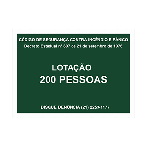 PLACA FOTOL....(LOTAÇÃO MÁXIMA) 15X25