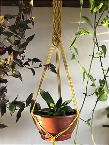 Macramê Suporte para plantas tingimento açafrão da terra