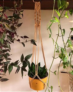 Macramê Suporte para plantas - tingimento urucum