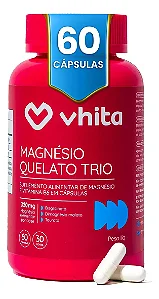 Magnésio Quelato Trio Vhita 3 em 1 (Dimalato, Bisglicinato, Taurato) 60 Caps