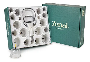 Kit Profissional de Ventosaterapia Zenai com Bomba de Sucção e 18 Copos