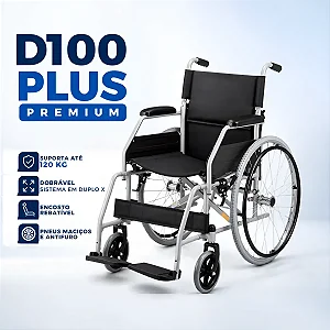 Cadeira de Rodas Dobrável D100 Plus Dellamed até 120kg - FRETE GRÁTIS