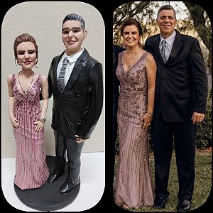 Escultura Casal topo de bolo Humanizada e personalizada em biscuit