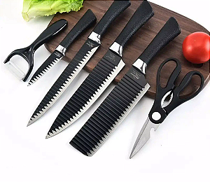 conjunto 6 peças faca carne castelo