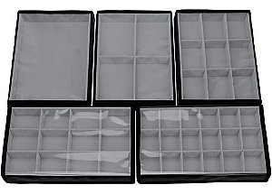 Kit 5 Bandejas Grandes Organizadoras para Joias Guarda Bijuterias Anel Brinco com Capa