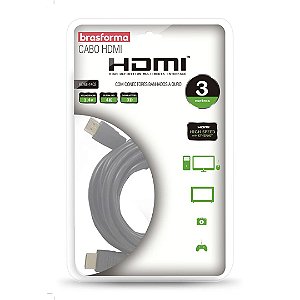 Cabo HDMI x HDMI Brasforma 4K HDMI-1403 3 Metros
