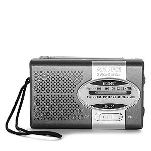 Rádio Lelong LE-651 2 Faixas AM/FM 3W Cinza