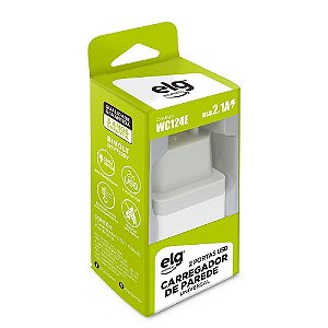 Carregador USB ELG WC124E 2 Entradas Bivolt Branco