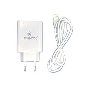 Carregador Micro USB Lehmox LE-342 Branco