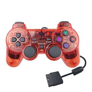 Controle Playstation 2 LiuJiaPu P-305 com Fio Red