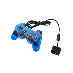 Controle Playstation 2 LiuJiaPu P-305 com Fio Azul